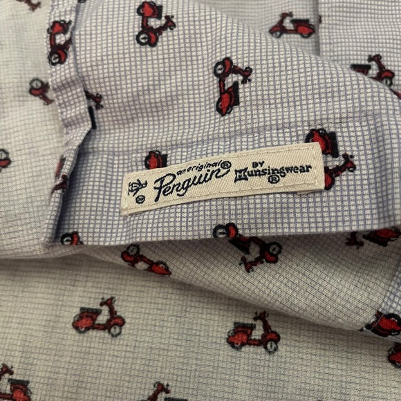 Penguin Heritage Slim Fit Short Sleeve Button Up Shirt Mens XL Graphic Vespa - Picture 3 of 11